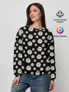Женский свитшот / Ромашки на чёрном