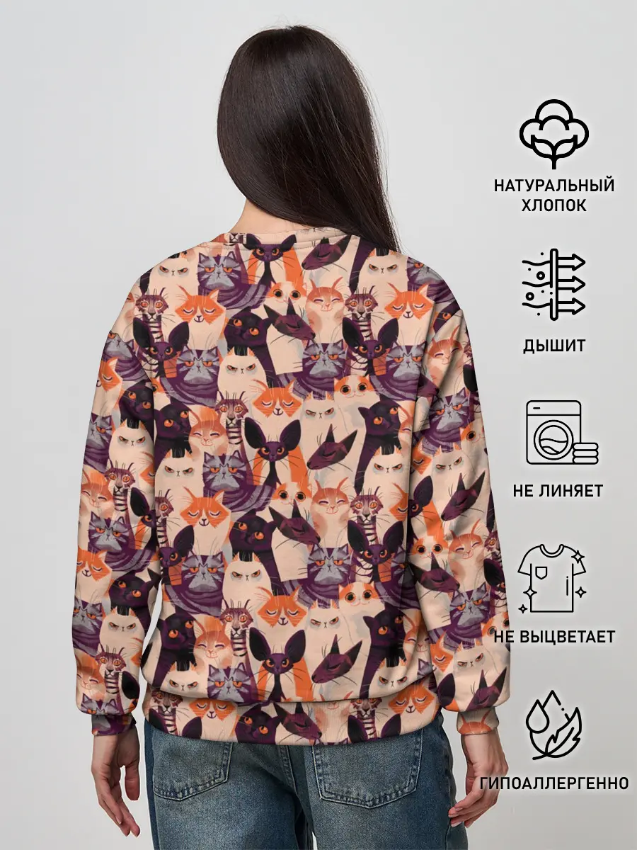 Женский свитшот / Мемные Коты Паттерн