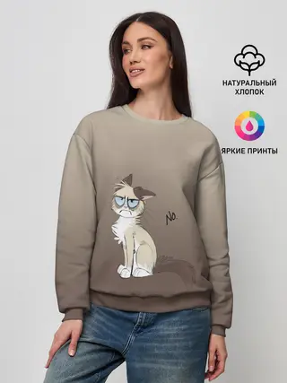 Женский свитшот / сварливый кот мем нет
