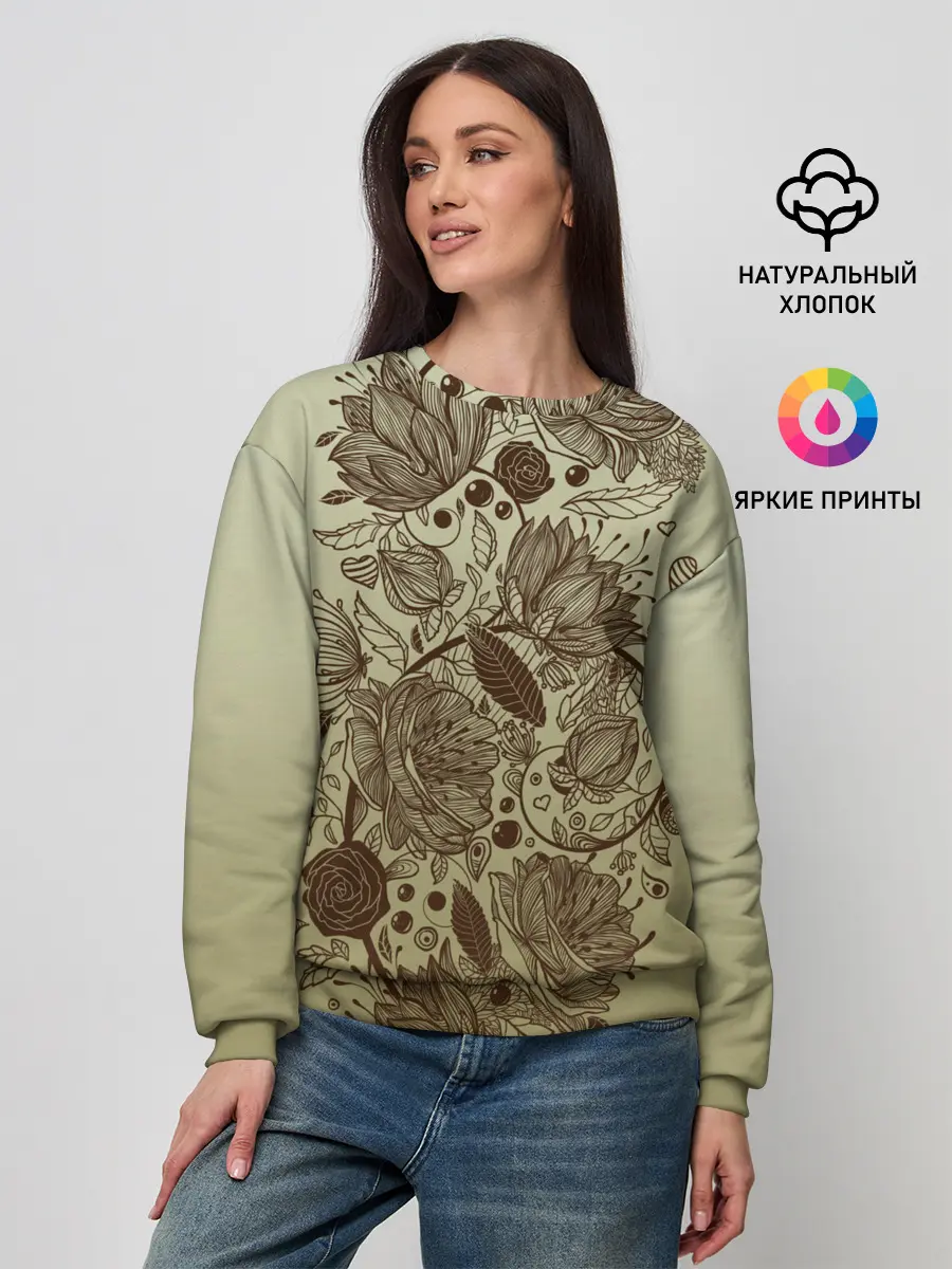 Женский свитшот / чехол дудлинг цветы