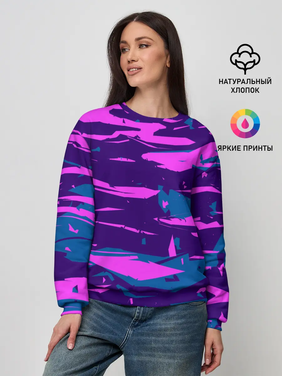 Женский свитшот / CYBERSTYLE NEON CAMOUFLAGE