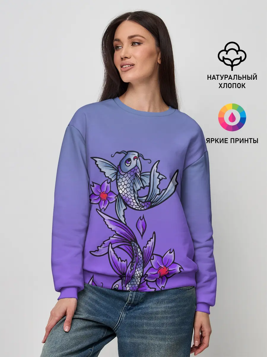 Женский свитшот / Рыбы и цветы