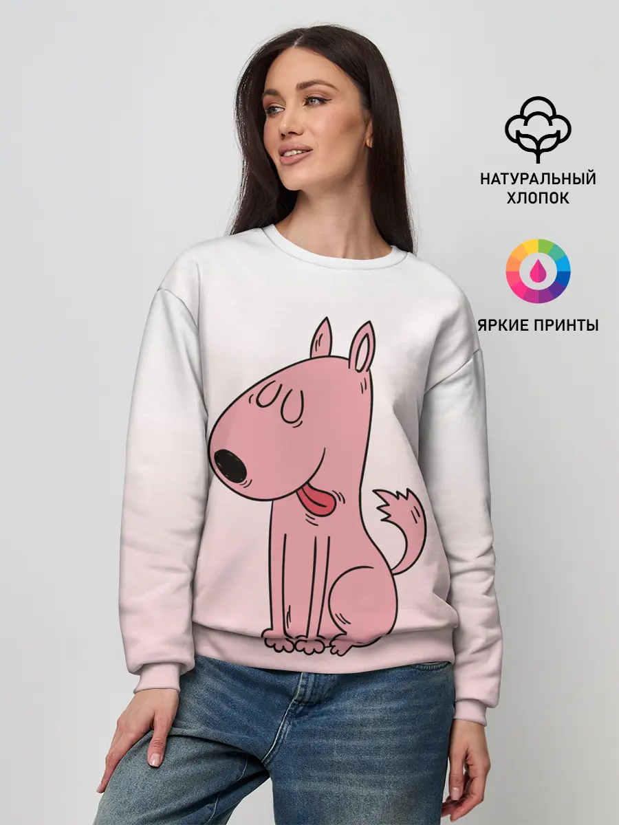 Женский свитшот / мультяшный мопс