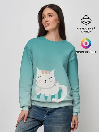 Женский свитшот / котик на подстилке