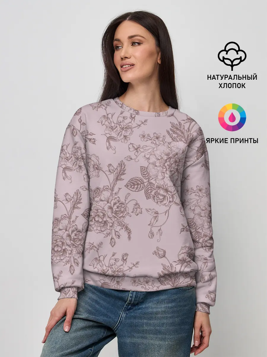 Женский свитшот / розы с пионами