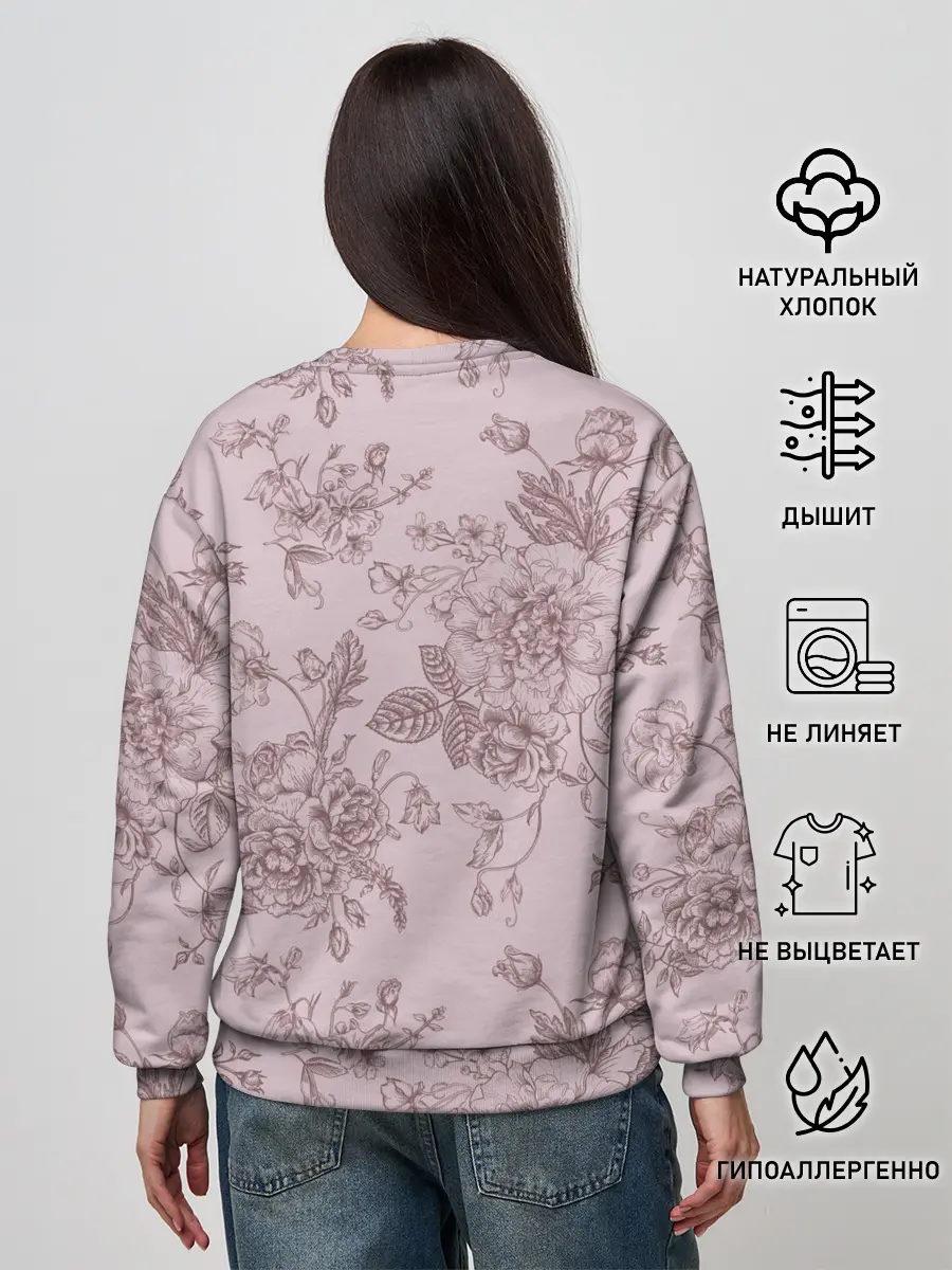 Женский свитшот / розы с пионами