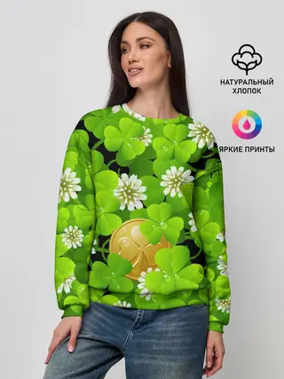 Женский свитшот / Ирландский Клевер и Монетка