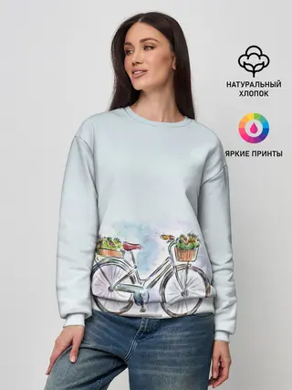 Женский свитшот / акварельный велосипед