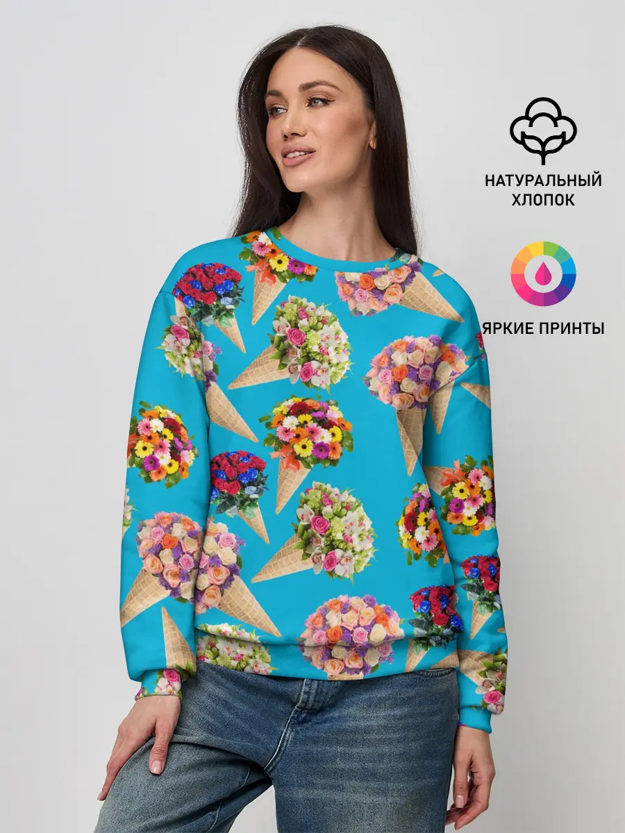 Женский свитшот / Рожок цветов