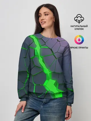 Женский свитшот / ЗЕЛЕНЫЙ РАЗЛОМ | 3Д РАЗЛОМ