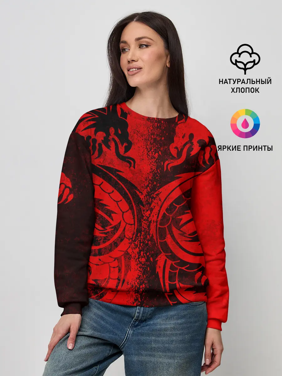 Женский свитшот / BLACK RED DRAGONS TATOO