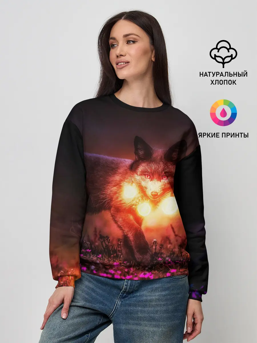 Женский свитшот / Лисица с фонариками