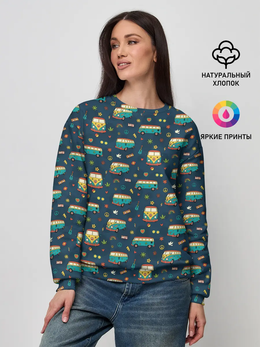 Женский свитшот / Фургоны хиппи