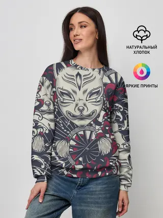 Женский свитшот / Маска Кицунэ | Маска лисы