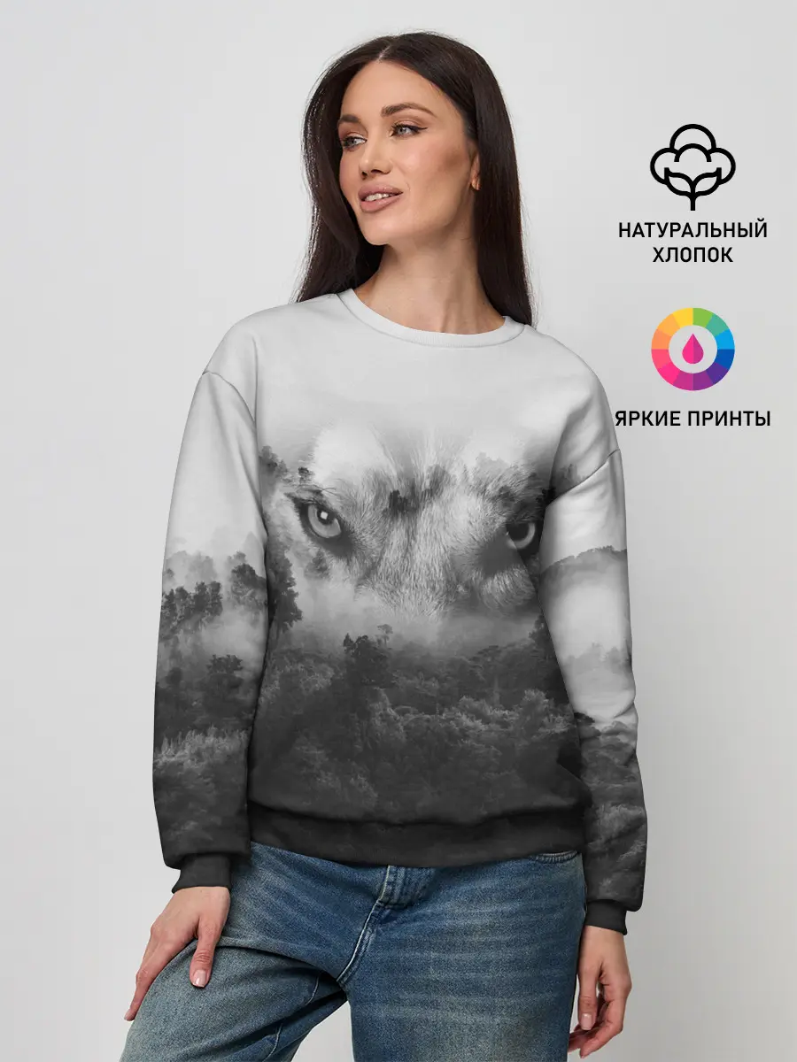 Женский свитшот / Волк в лесу