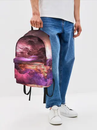 Рюкзак джинсовый / закат абстракция