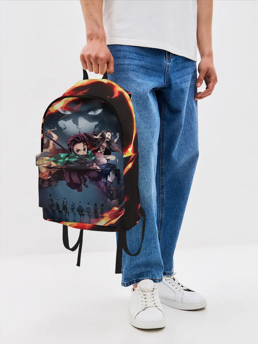 Рюкзак джинсовый / Рассекающий демонов в огенных лучах