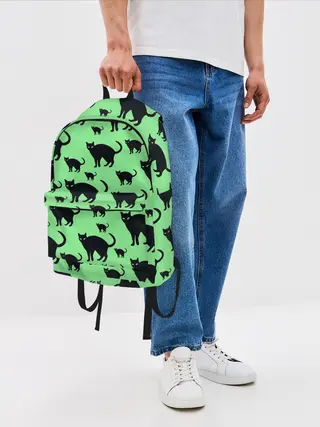 Рюкзак джинсовый / Кошки черные