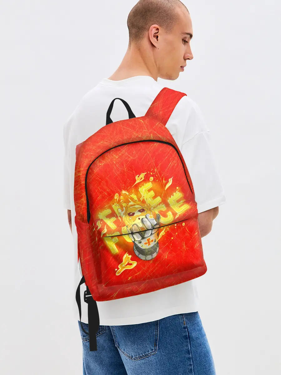 Рюкзак джинсовый / пламенная бригада пожарных красный фон