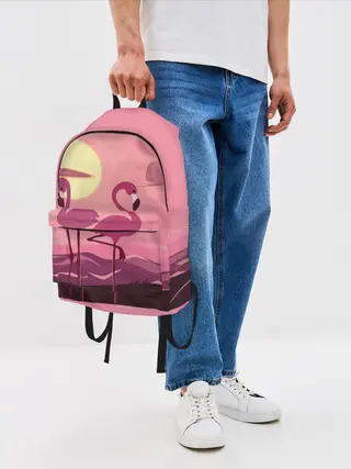 Рюкзак джинсовый / фламинго