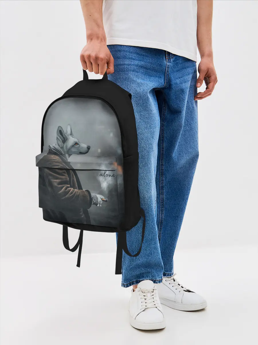 Рюкзак джинсовый / Одинокий волк