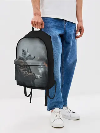 Рюкзак джинсовый / Одинокий волк