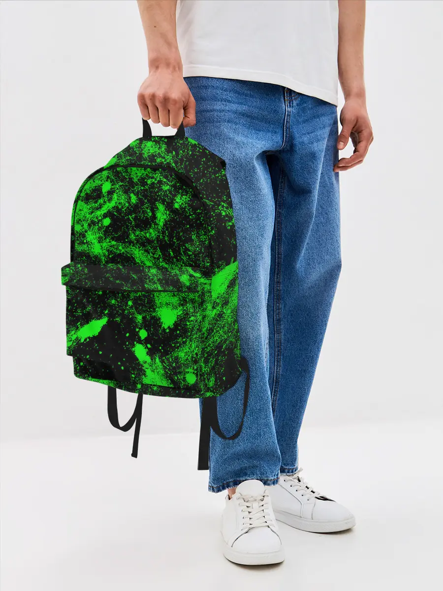 Рюкзак джинсовый / Зелёная краска