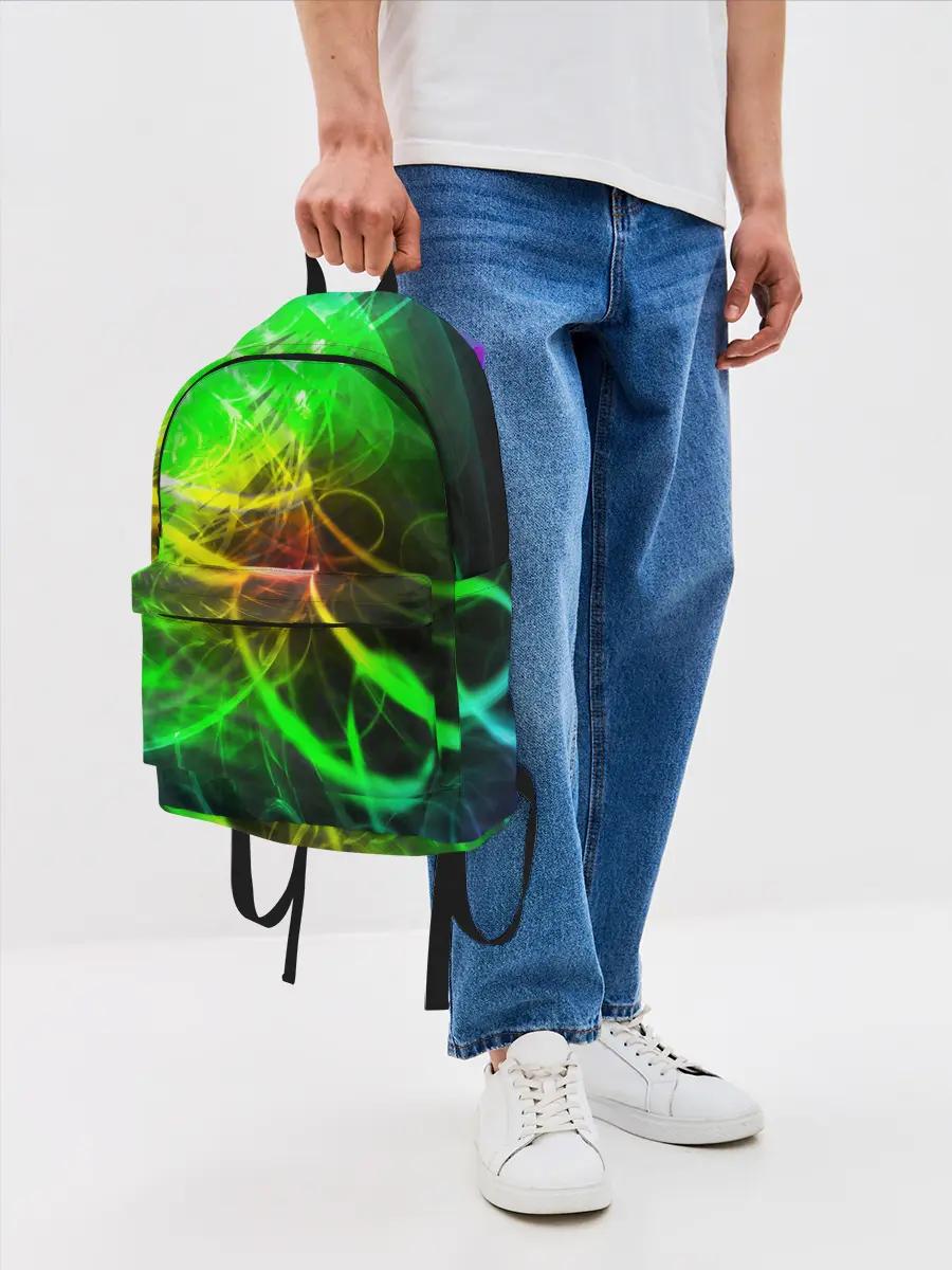 Рюкзак джинсовый / ЗЕЛЕНЫЙ НЕОН