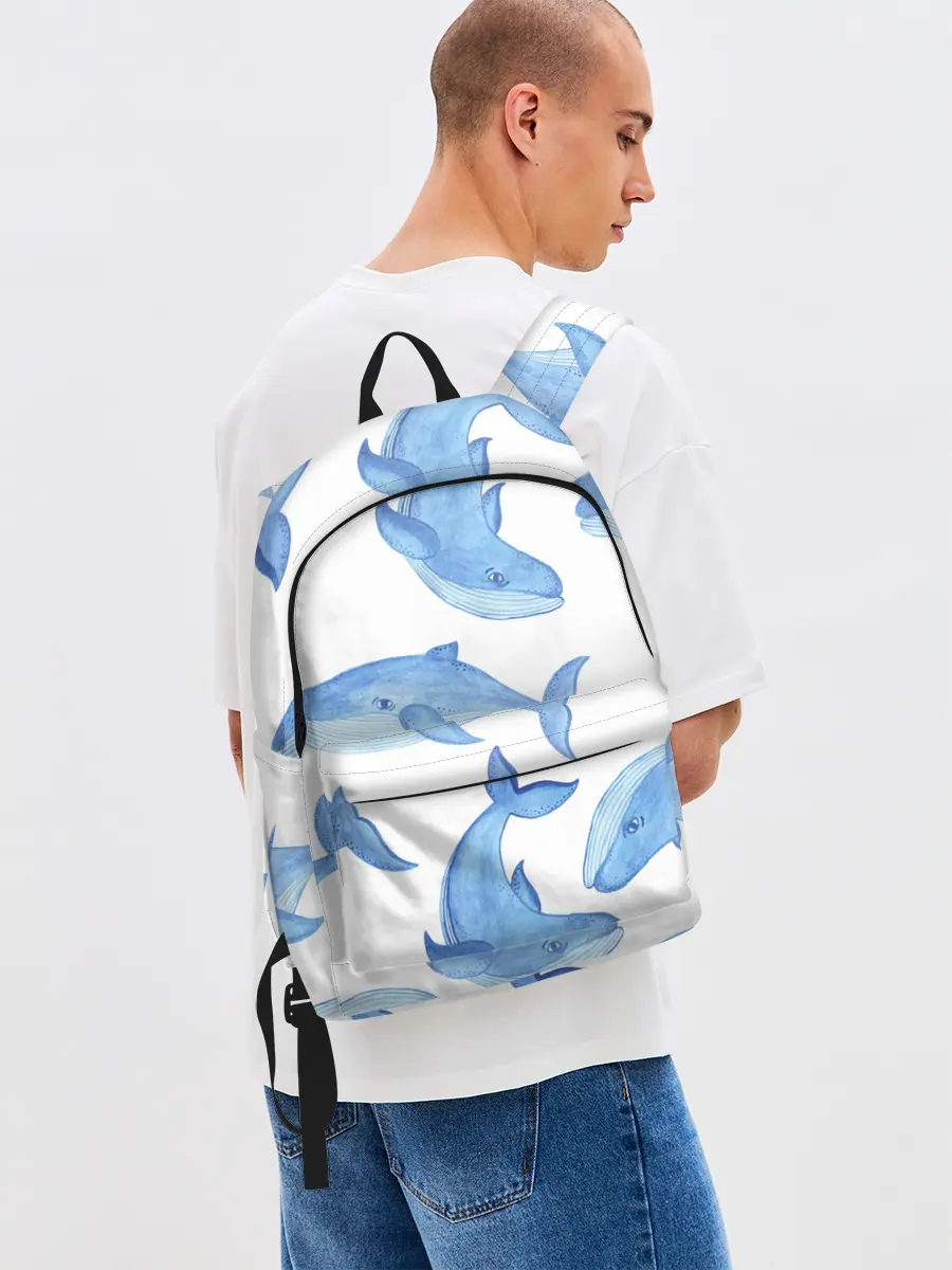 Рюкзак джинсовый / Косяк китов