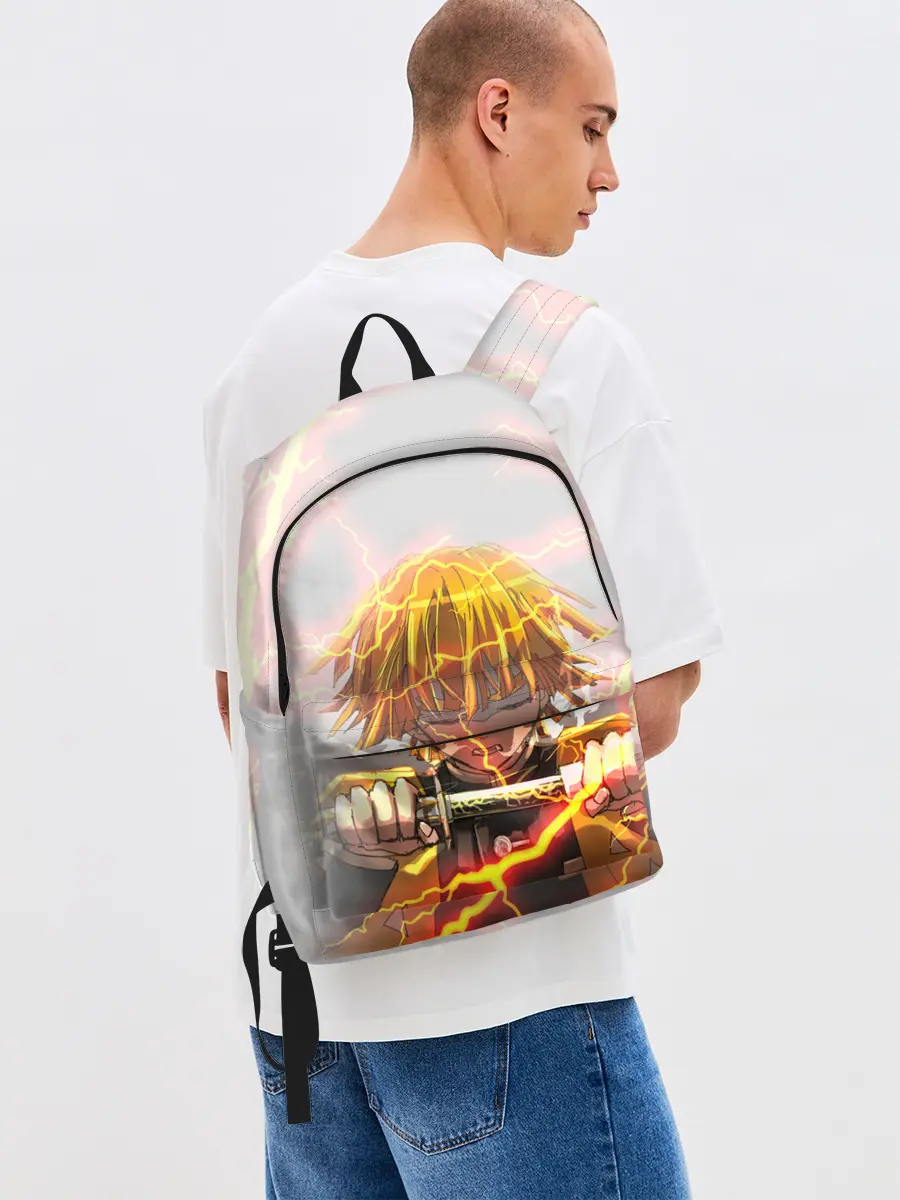 Рюкзак джинсовый / Kimetsu no yaiba достает меч