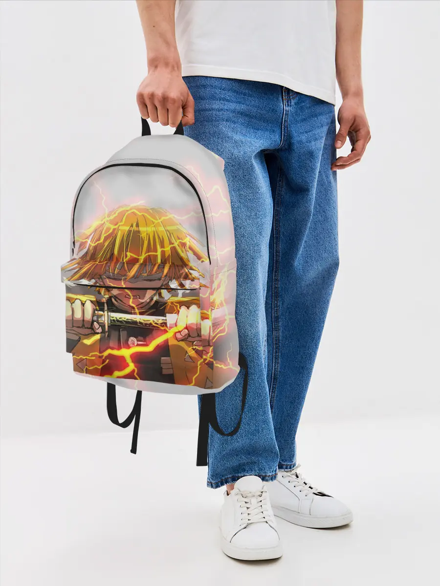 Рюкзак джинсовый / Kimetsu no yaiba достает меч