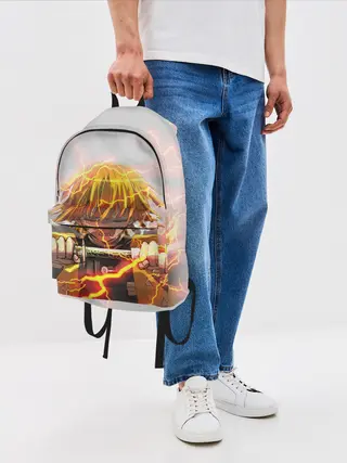 Рюкзак джинсовый / Kimetsu no yaiba достает меч