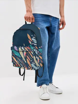 Рюкзак джинсовый / Перья