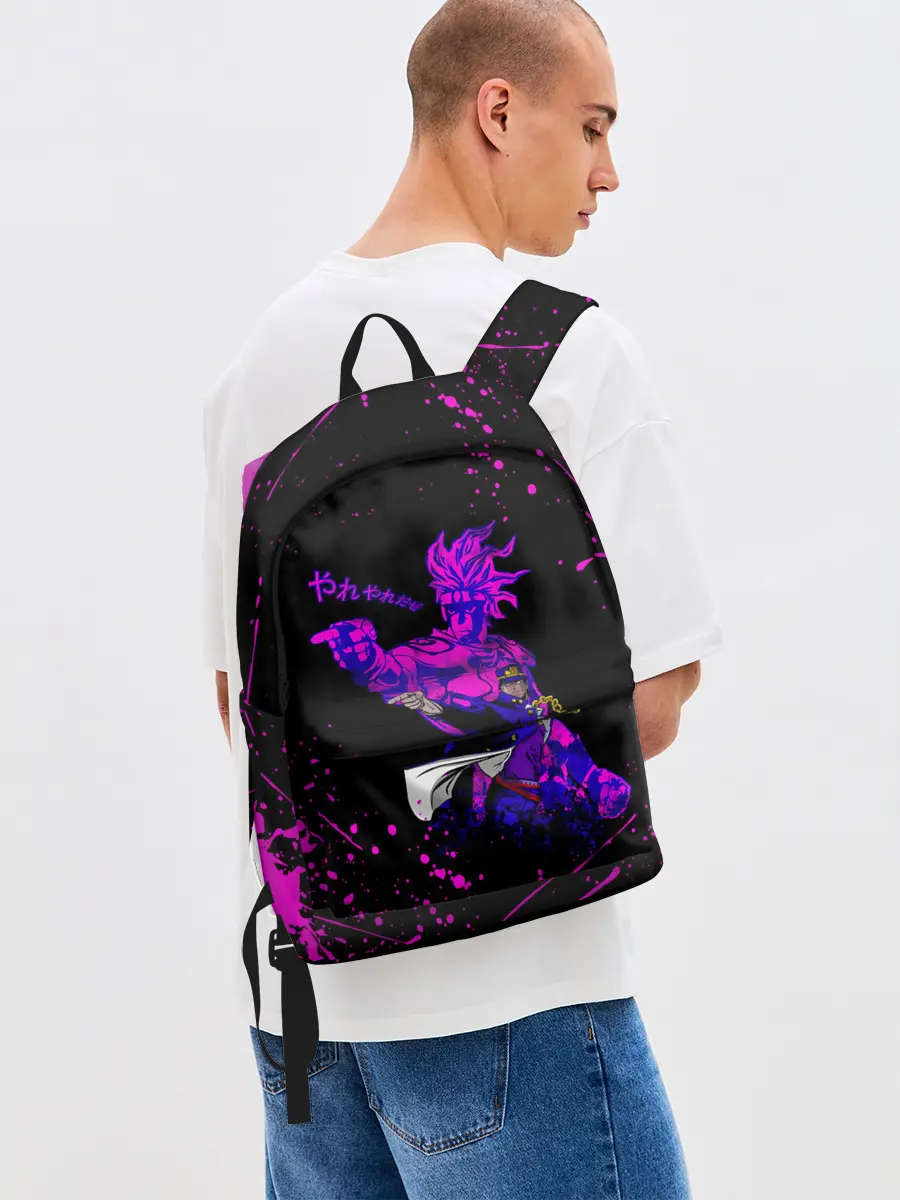 Рюкзак джинсовый / Дзётаро указывает фиолетовые брызги