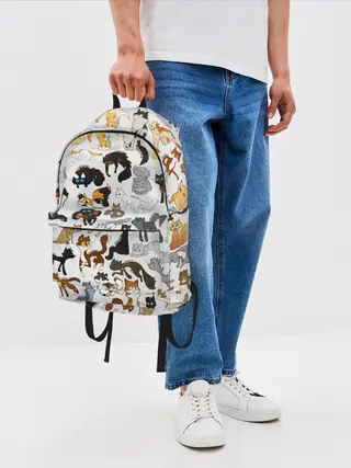 Рюкзак джинсовый / Котоколлаж 03