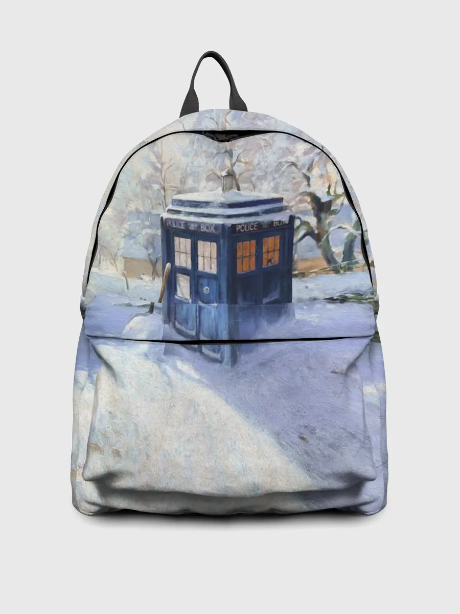 Рюкзак джинсовый / ТАРДИС В СНЕГУ