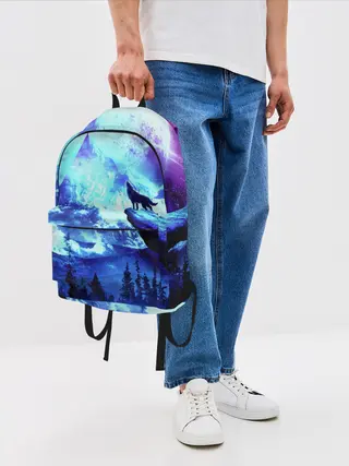 Рюкзак джинсовый / Ночь Волк Луна