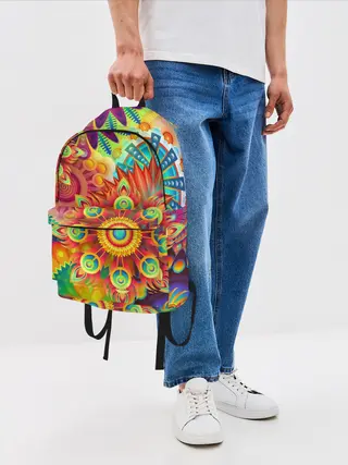 Рюкзак джинсовый / Психоделия | Яркая