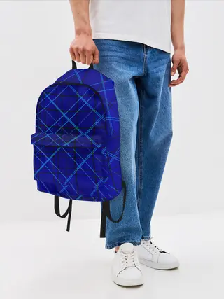 Рюкзак джинсовый / Сине-черная геометрия 3D