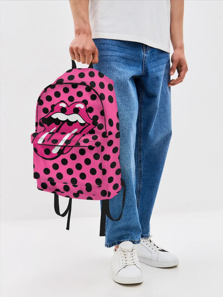 Рюкзак джинсовый / rolling stones pink logo