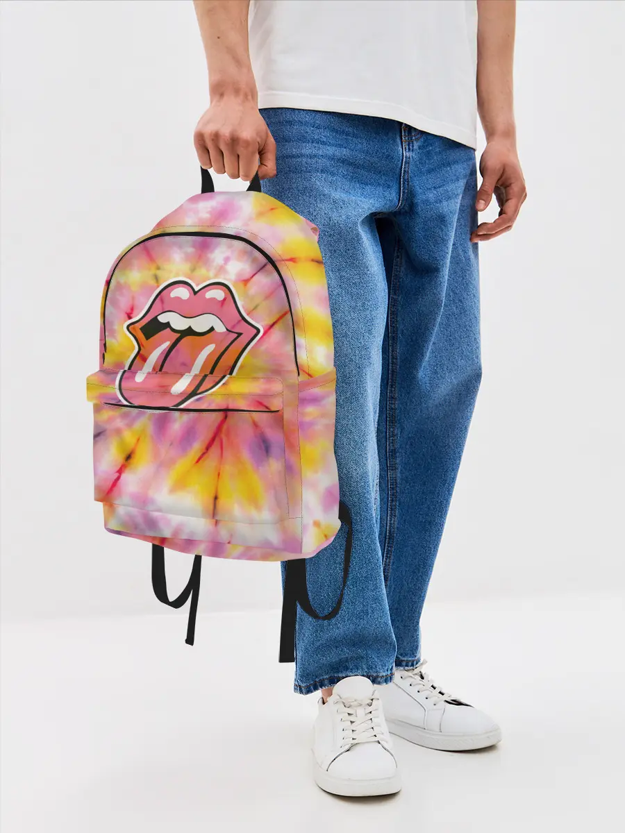 Рюкзак джинсовый / Rolling Stones tie-dye