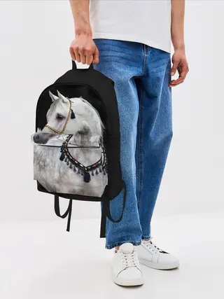 Рюкзак джинсовый / Серый в яблоках конь