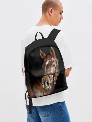 Рюкзак джинсовый / Гнедая лошадь