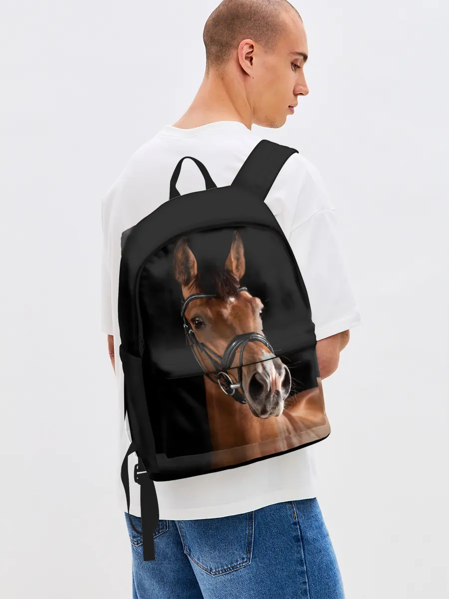 Рюкзак джинсовый / Гнедая лошадь