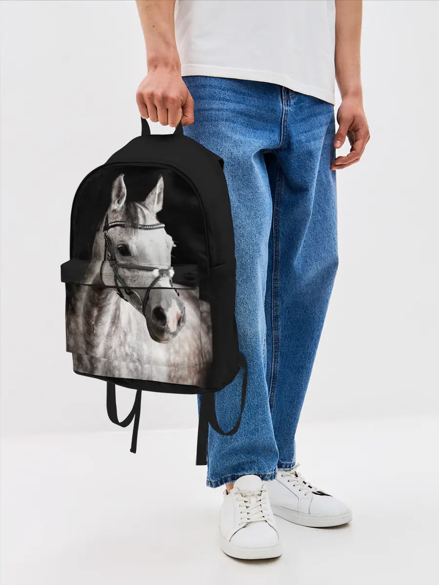 Рюкзак джинсовый / Серный в яблоках конь