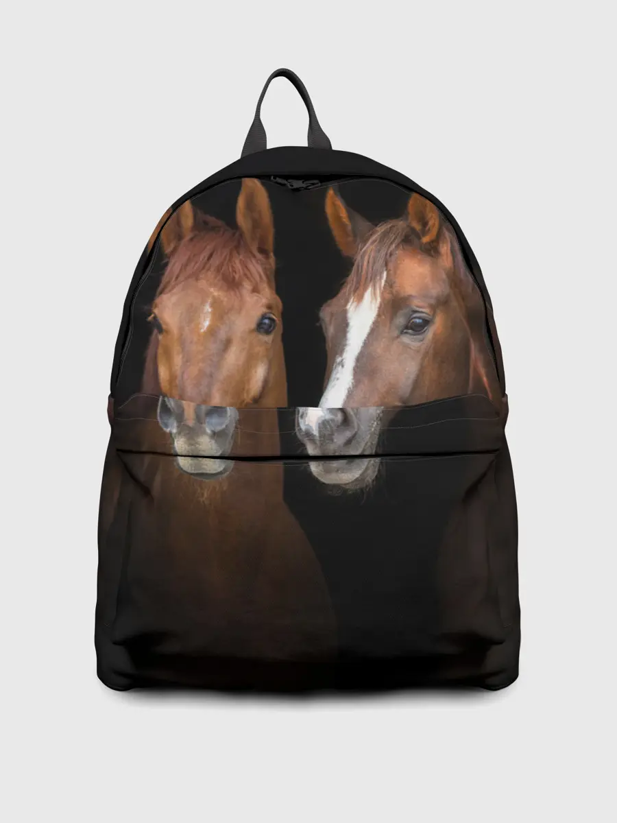 Рюкзак джинсовый / Лошади гнедые