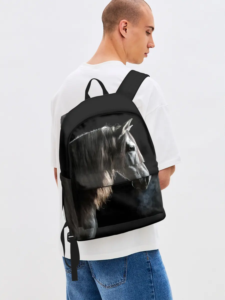 Рюкзак джинсовый / Серный в яблоках конь