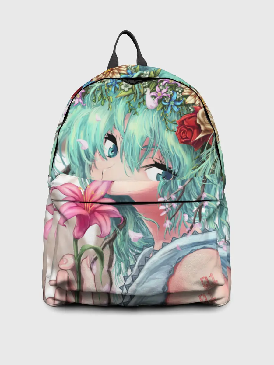 Рюкзак джинсовый / Цветок и Хацуне Мику