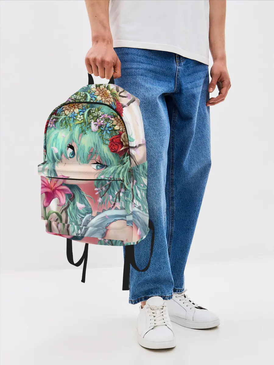Рюкзак джинсовый / Цветок и Хацуне Мику