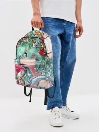 Рюкзак джинсовый / Цветок и Хацуне Мику